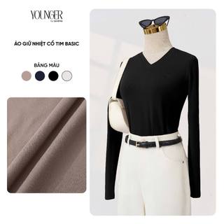   Xả kho Áo giữ nhiệt nữ YOUNGER BY CARDINA chất liệu nỉ bông cotton cổ tim dài tay 5YAHF10 