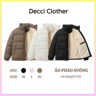  Áo Phao Dáng Suông Lót Lông Cừu Nam Nữ Mặc Cổ Cao,Giữ Ấm Cơ Thể 