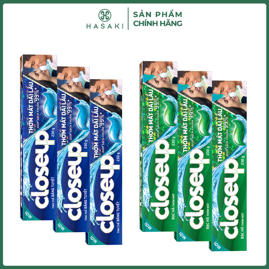  Combo 3 Kem Đánh Răng Closeup Tinh Thể Băng Tuyết  Và Bạc Hà Thơm Mát 230g Hasaki Chính Hãng 