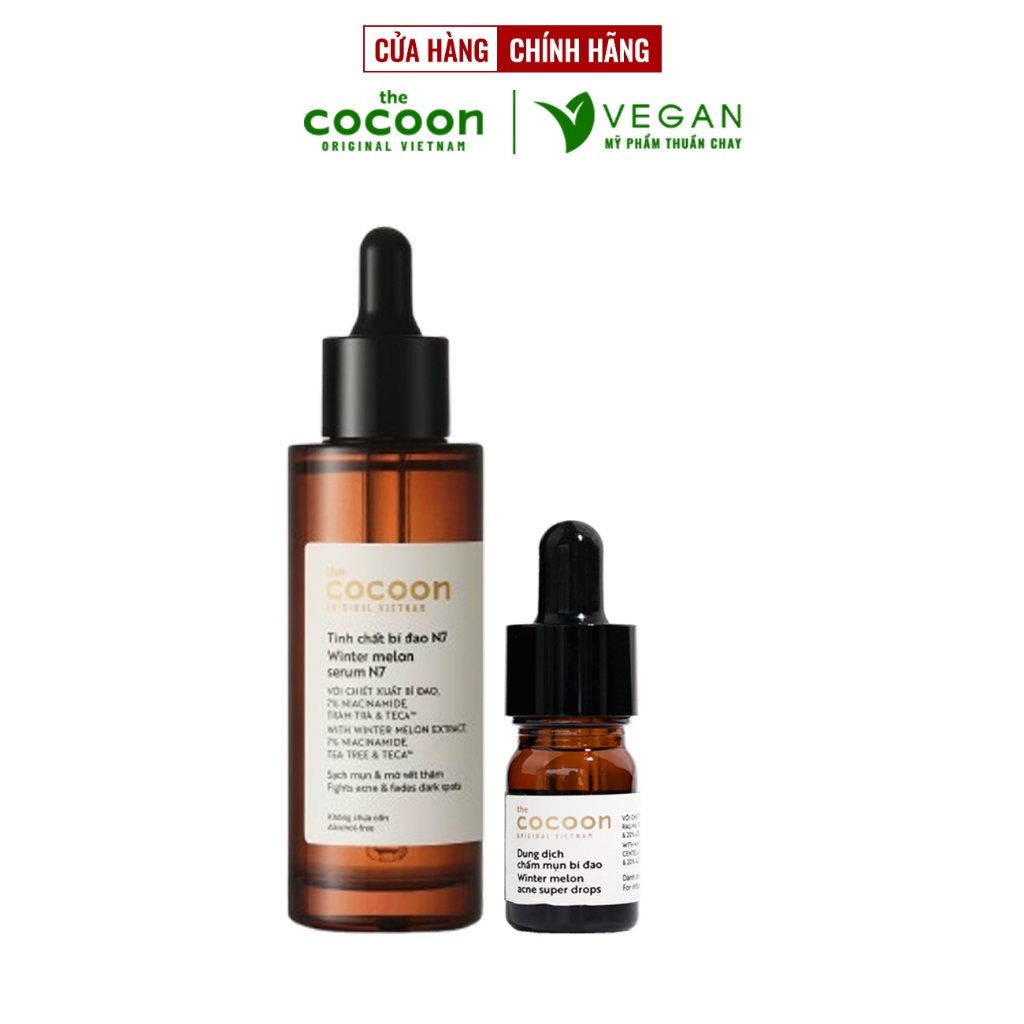 Bộ tinh chất bí đao cocoon 70ml + Dung Dịch Chấm mụn bí đao cocoon 5ml