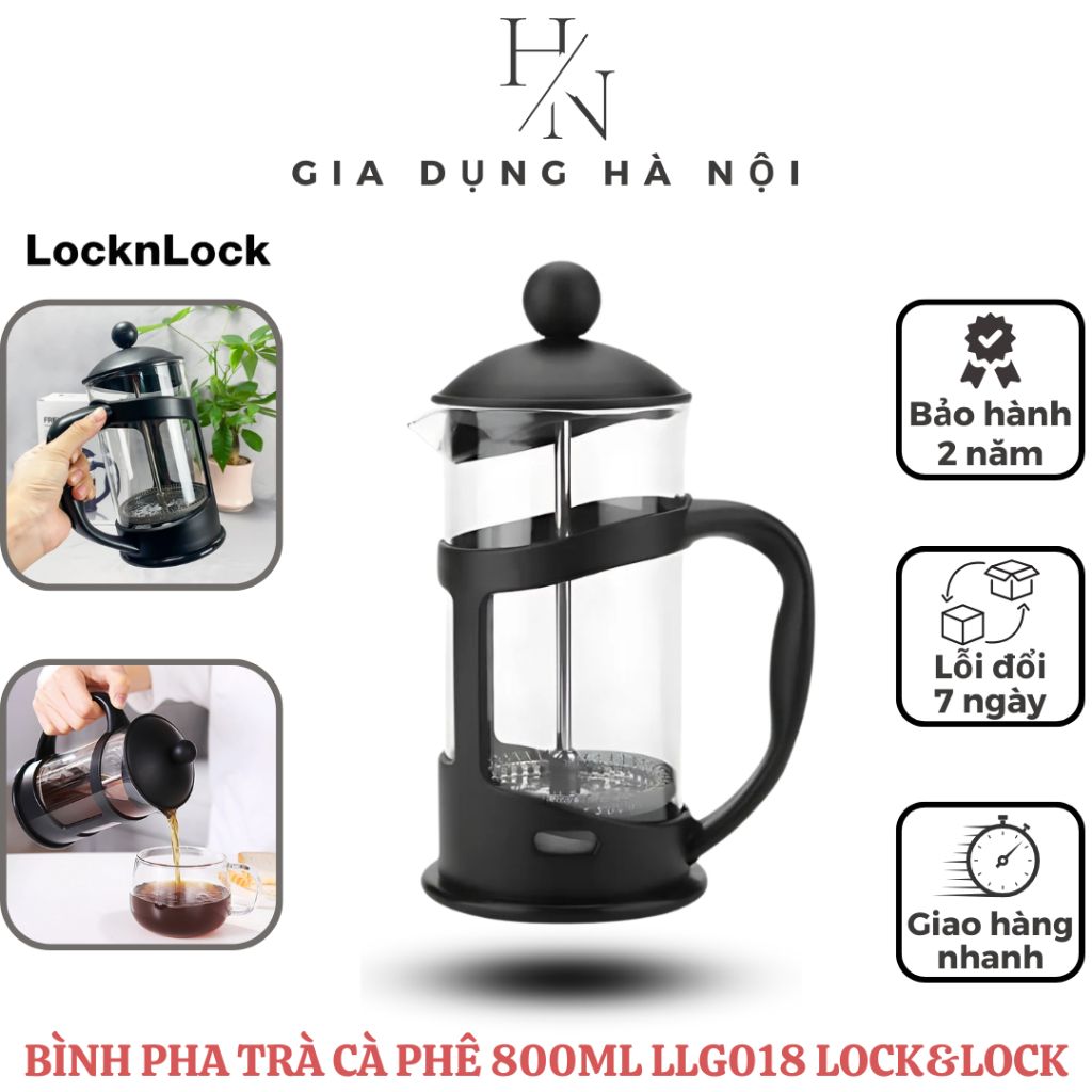 Bình Pha Trà Cà Phê 800ml LLG018 Lock&Lock - Phin Lọc Mịn 2 Lớp - Pha Cafe, Trà, Sữa Bột - Bảo Hành 