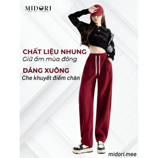  Quần Nhung Xuông Lót Lông Quần dài nữ dáng xuông - Hàng Dày Đẹp Nữ Midori 