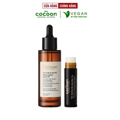 Combo Tinh chất bí đao sạch mụn cocoon 70ml + Son dưỡng dầu dừa Bến Tre cocoon 5g