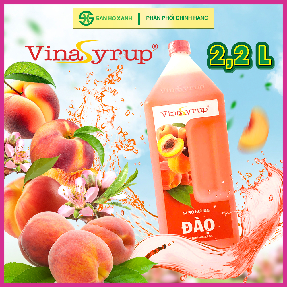 [Siro Can 2,2 Lít] VinaSyrup Đào – Syrup Pha Chế Trà Sữa, Trà Trái Cây, Mojito, Đá Xay,...