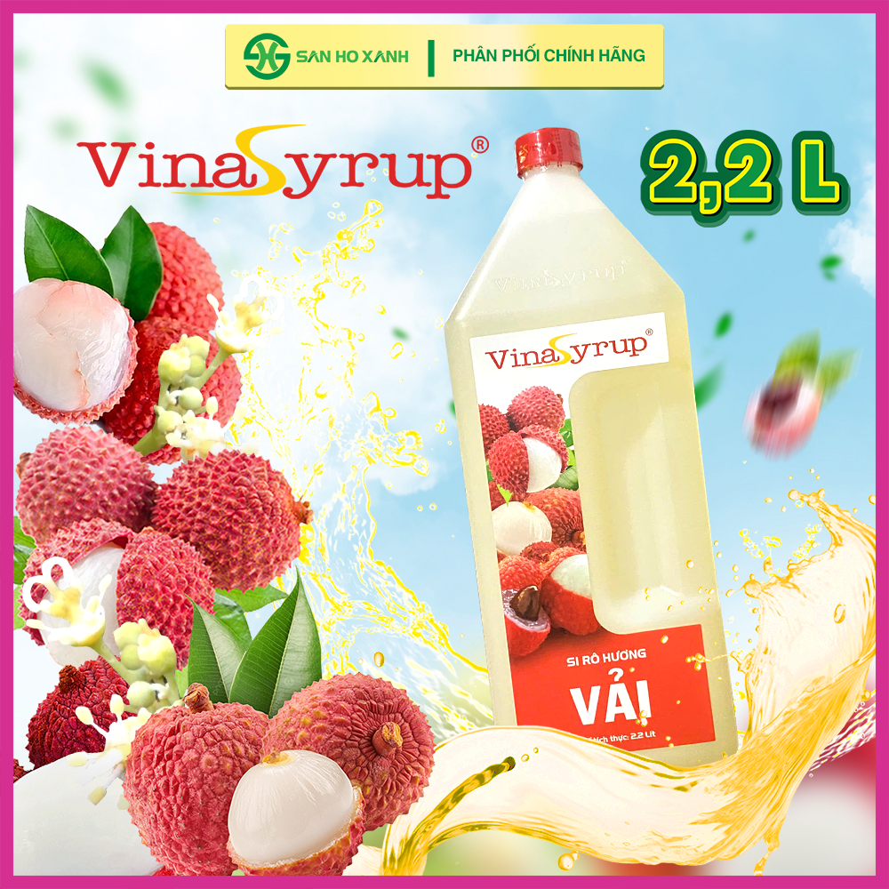 [Siro Can 2,2 Lít] VinaSyrup Vải – Syrup Pha Chế Trà Sữa, Trà Trái Cây, Mojito, Đá Xay,...