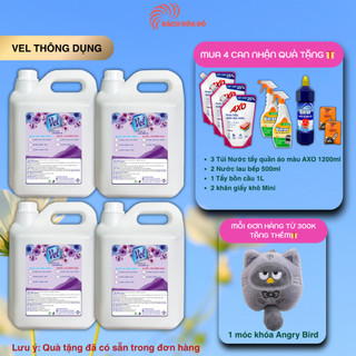 Combo 2-4 Can Nước xả VEL Thông dụng hương thơm dịu nhẹ Can 5 Lít Tiết kiệm