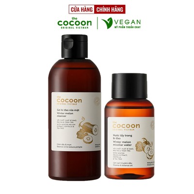 COMBO Làm Sạch Cho Da Dầu Mụn Từ Bí Đao Cocoon Thuần Chay: 1 Gel bí đao rửa mặt 310ml + 1 Nước tẩy trang bí đao 140ml