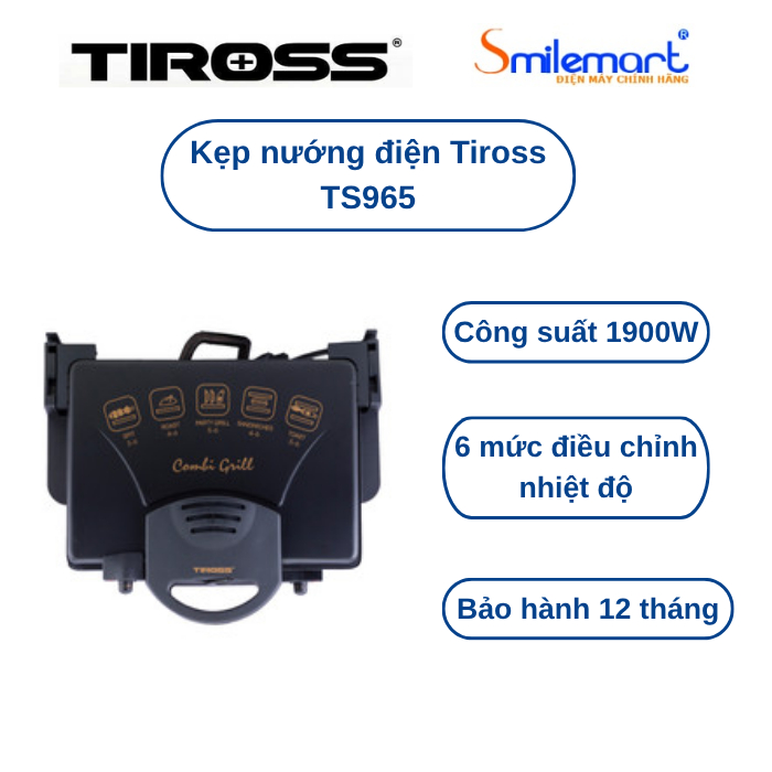 Máy kẹp nướng bánh mỳ đa năng nhập khẩu chính hãng Tiross TS965- Bảo hành chính hãng 12 tháng