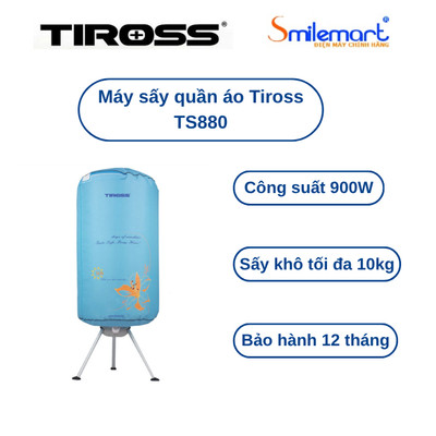 Máy sấy quần áo Tiross TS880 công suất 900W - Nhỏ gọn, tiện lợi - Bảo hành chính hãng 1 năm