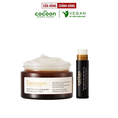 Combo Thạch hoa hồng dưỡng ẩm cocoon 30ml + Son dưỡng dầu dừa bến tre cocoon 5g VEGAN - mỹ phẩn thuần chay