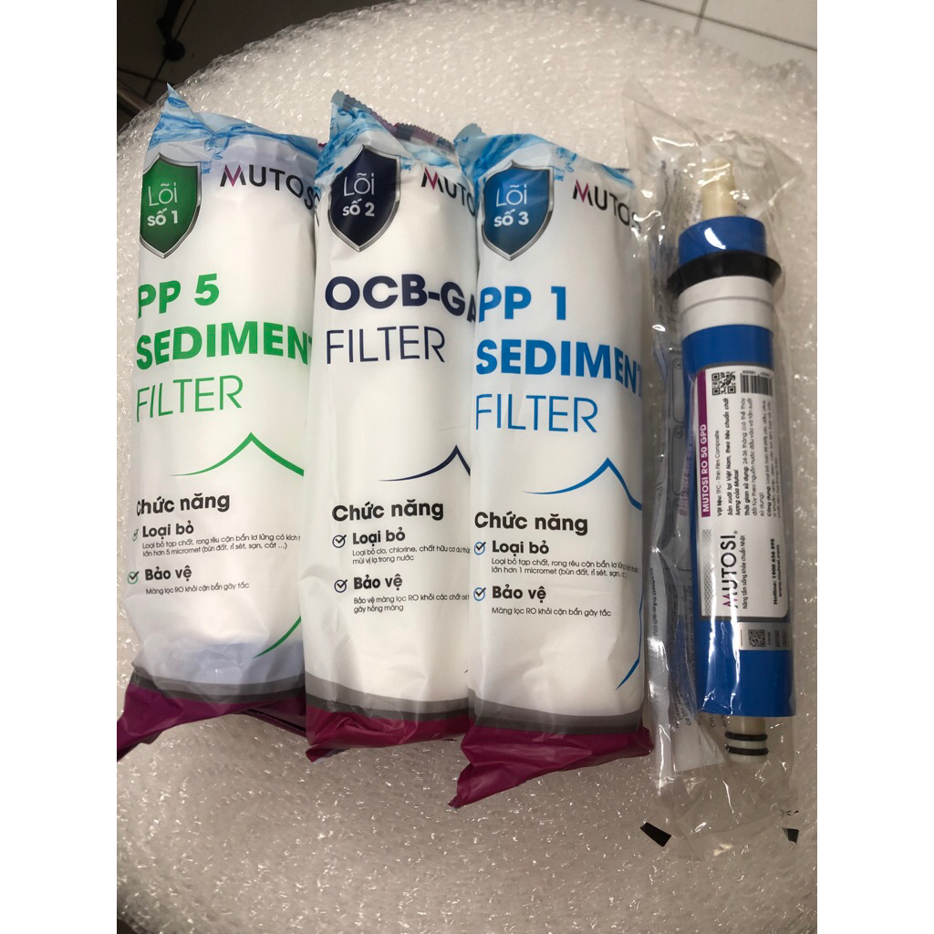 COMBO LÕI 1234 MUTOSI THƯỜNG thay thế cho máy lọc nước MUTOSI, KANGAROO, KAROFI, JENPEC,,,,,