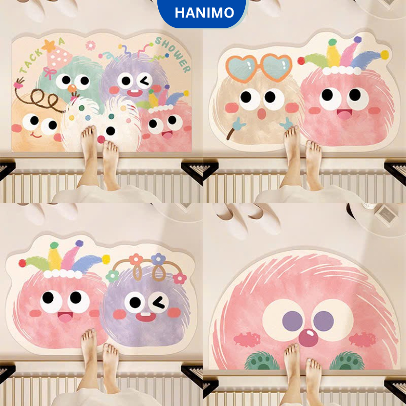 Thảm chùi chân nỉ lì bali êm ái 40x60cm, thấm hút nước tốt, chống trơn trượt tiện lợi - HANIMO HA01