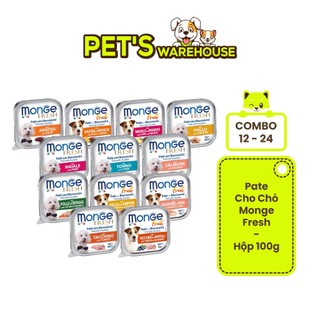   Combo 12-24 hộp  Pate cho chó Monge nhiều vị nhập khẩu từ Ý 100g 