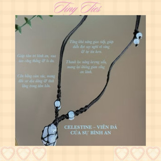    Đọc kĩ mô tả   Set dây chuyền & vòng tay đá năng lượng Celestite - Trang sức phong thuỷ - Tiny Ties 