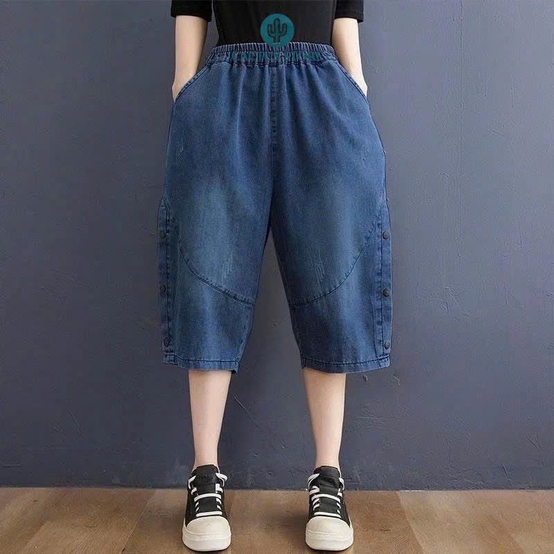 [M668]Quần Ngố Lửng Vải Bò Giấy Mềm Dáng Bom Cho Nữ