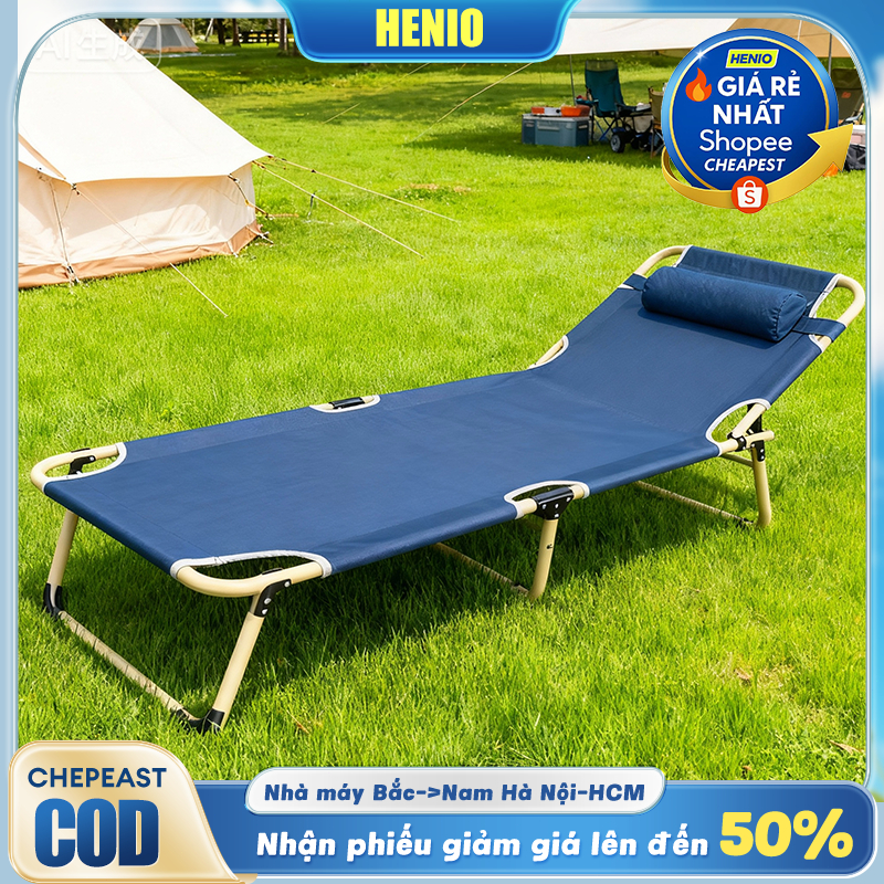 𝑯𝑬𝑰𝑵𝑶 Giường gấp gọn thông minh khung thép chắc chắn Cắm trại cần thiết- Chịu Lực 200kg