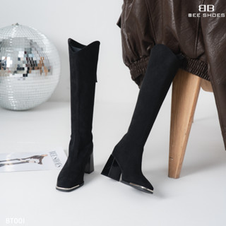  BOOT NỮ BEESHOES MŨI NHỌN DA LỘN - GIÀY BỐT NỮ ĐẾ CAO 7 PHÂN SẴN MÀU ĐEN BT001  FORM 1.5  