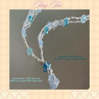    Đọc kĩ mô tả   Vòng cổ mix Đá Apatite & Đá Celetite - Dây chuyền đá năng lượng - Trang sức phong thuỷ - Tiny Ties 