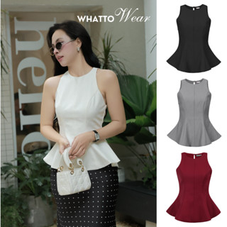  Nari Top - Áo Nữ Peplum Công Sở Sang Trọng Cổ Tròn Không Tay – Áo Form Ôm Dáng Eo Xòe 