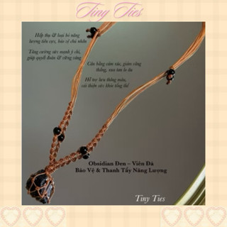    Đọc kĩ mô tả   - Vòng cổ đá Obsidian Đen - Dây chuyền đá năng lượng Obsidian Đen - Trang sức phong thuỷ - Tiny Ties 