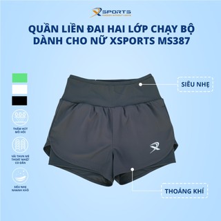 Quần chạy bộ liền đai hai lớp dành cho nữ Xsports MS387 - Vải thoáng khí, thấm hút mồ hôi