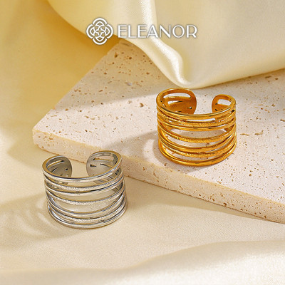 Nhẫn nữ titan Eleanor Accessories thiết kế nhiều vòng trơn basic phụ kiện trang sức nhẫn 10667