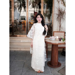   ẢNH THẬT  Áo dài cách tân tơ Nguyệt Đào cao cấp Simbabo 