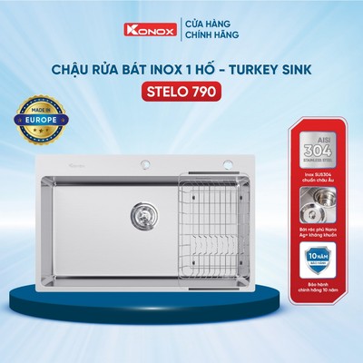 Chậu rửa bát inox 1 hố Konox STELO 790 sản xuất tại Thổ Nhĩ Kỳ - Bảo hành 10 năm