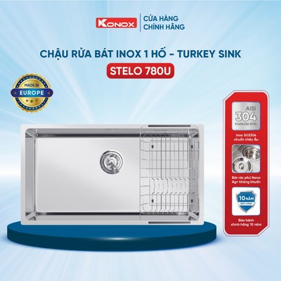 Chậu rửa bát inox 1 hố Konox STELO 780U sản xuất tại Thổ Nhĩ Kỳ - Bảo hành 10 năm