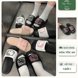   TẶNG VỚ  Dép Nữ Quai Ngang Dép Lê Rabbit x Kitty thêu nổi cute đế cao 4cm hack dáng dáng  - KITTY FILA 