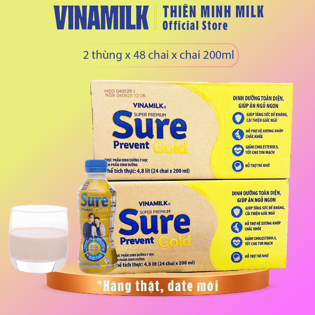   2 thùng  Sữa bột pha sẵn Sure Prevent Gold 1 Thùng 24 Chai x 200ml 