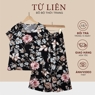  Đồ bộ lỡ 9 tấc ống rộng Tole xuất khẩu đồ bộ trung niên cho mẹ mặc nhà TỪ LIÊN vải tole cao cấp - DB002 