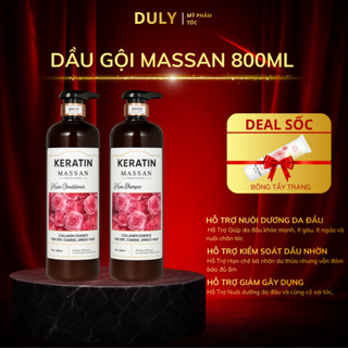  Cặp Gội Xả KERATIN MASSAN 800ml Ngăn Ngừa Rụng Tóc  Phục Hồi Tóc Hư Tổn Hương Thơm Hoa Hồng Chính Hãng 