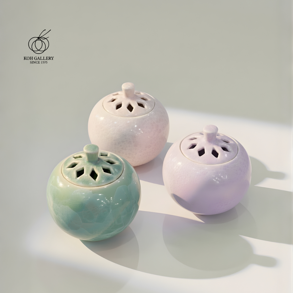 Lư đốt hương gốm sứ Kyogaki - Kyohanayu - Nippon Kodo