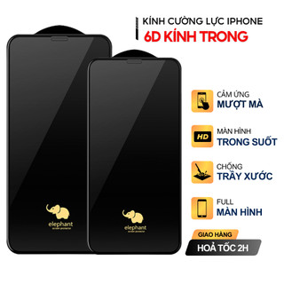  Kính cường lực iphone 6D Elephant Full màn hình trong suốt cho IPX Xs Xsm 11 12 13 14 15 Promax... 