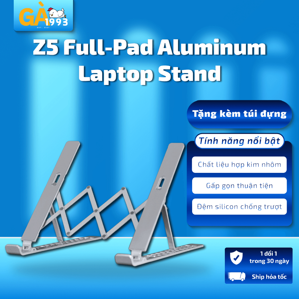 Giá đỡ laptop hợp kim nhôm S5 ,đế tản nhiệt ipad macbook có thể gấp gọn điều chỉnh 10 cấp độ - BCD