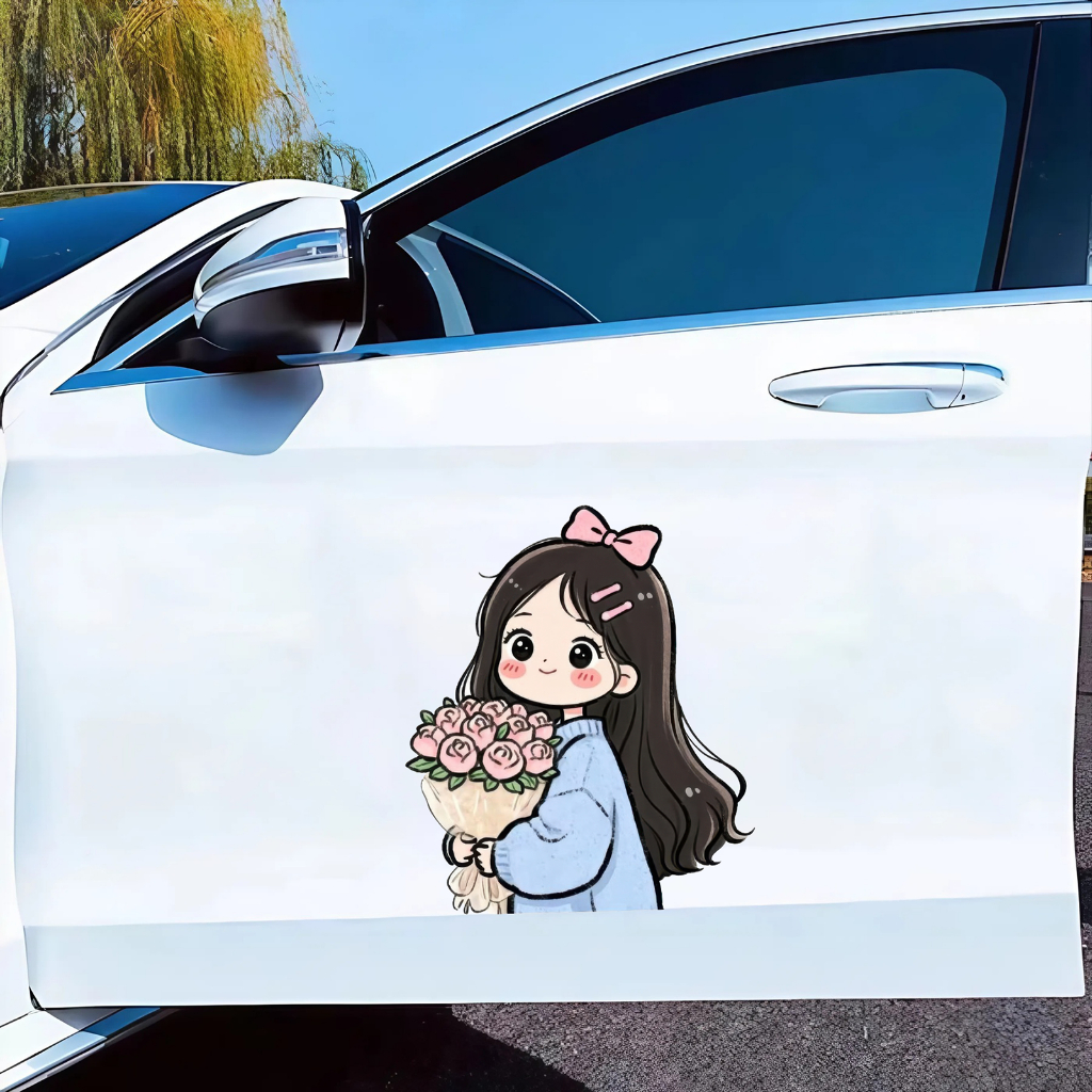 Miếng dán xe Oto mẫu Chibi Cute Girls, vinyl chống nước, trang trí xe oto, xe máy độc đáo