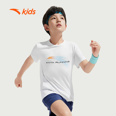 ANTA KIDS Áo Phông Áo thun Thể Thao chạy bộ tay ngắn thoáng khí Bé Trai Áo thun lạnh Mềm Mịn, Thoáng Mát 3525B5104