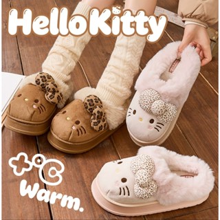  Hellokitty Dép Cotton Nữ Thu Đông Mới Dễ Thương Lông Tơ Giày Đệm Cotton Có Nhung 