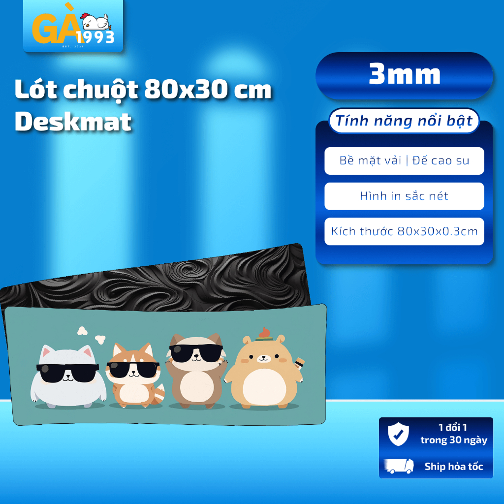 Lót chuột dày 3mm, lót chuột cỡ lớn 80x30cm Deskmat hoa văn,phong cảnh,vũ trụ mặt vải in sắc nét