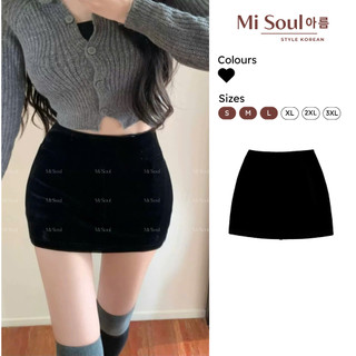  Chân Váy Nhung Ngắn Ôm Body Cạp Cao BigSize Khóa Sau Giọt Lệ 498 MiSoul Váy Ngắn Fit Tôn Dáng 
