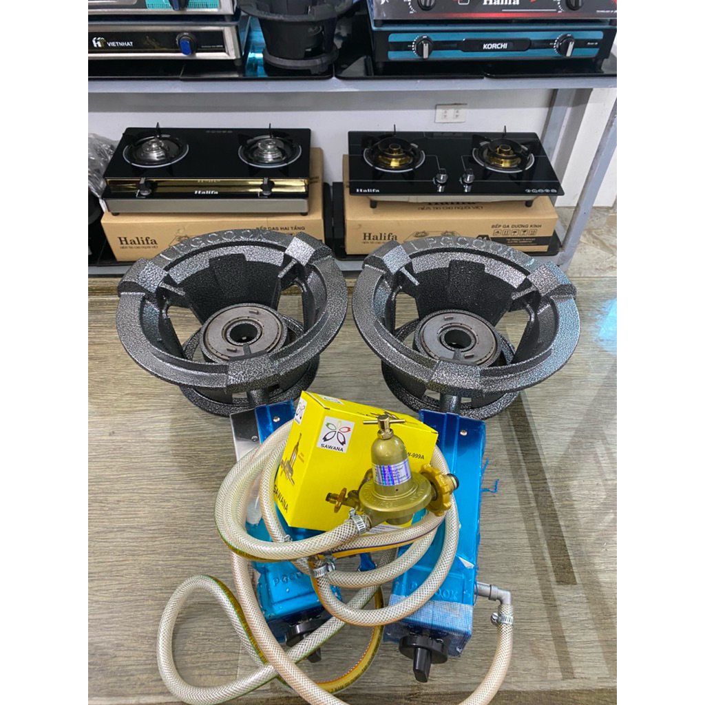 Combo 2 bếp CN Loại 1 van dây đôi- sử dụng chung 1 bình gas