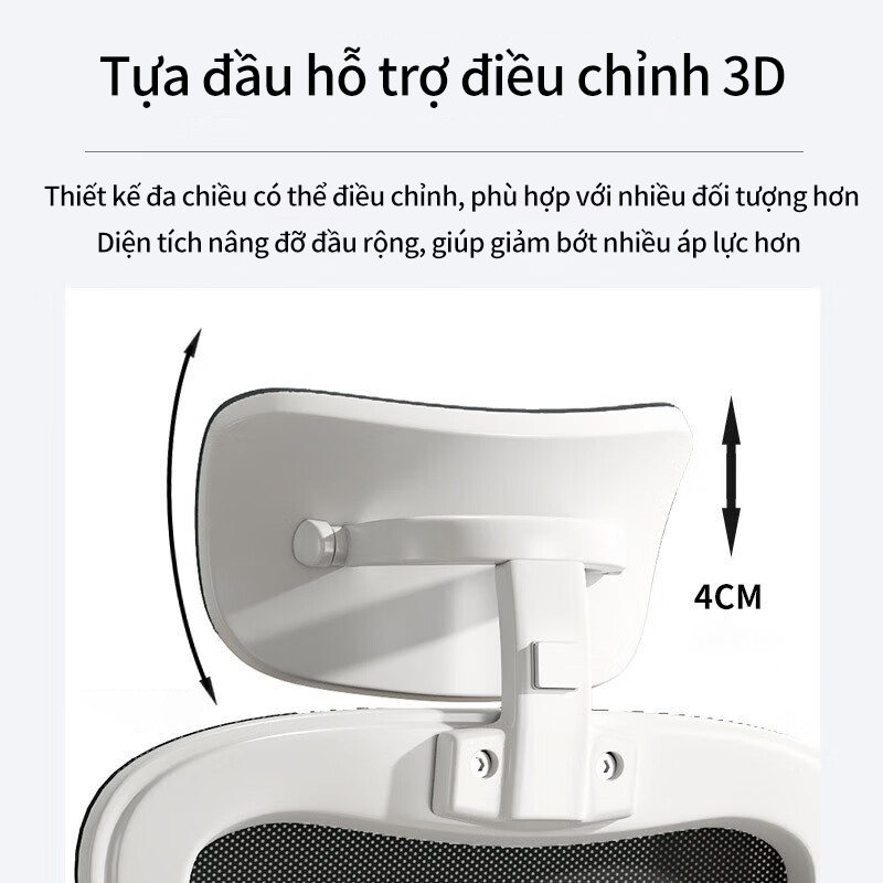 Lưng lưới 3D & tựa đầu, ôm lưng êm ái, tay vịn gập và xoay linh hoạt đỉnh cao. | BigBuy360 - bigbuy360.vn