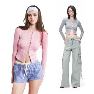 CARA Áo kiểu tay dài nữ Nova cài nút hở dáng croptop cá tính 