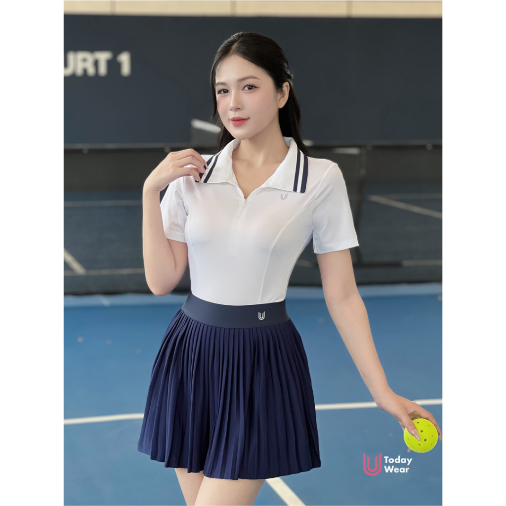 Set bộ đồ thể thao nữ áo Remi Short trắng mix chân váy Meli Skirt xanh Today U Wear năng động | BigBuy360 - bigbuy360.vn
