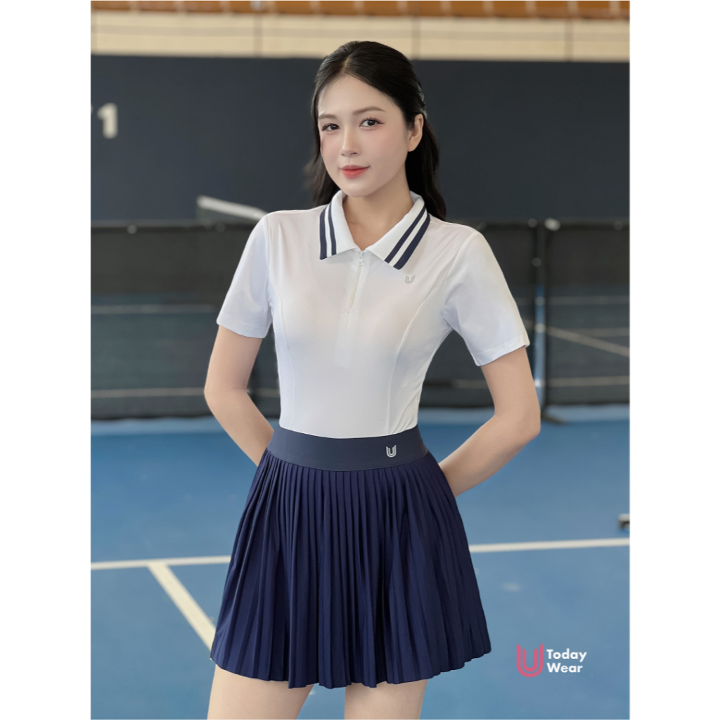 Set bộ đồ thể thao nữ áo Remi Short trắng mix chân váy Meli Skirt xanh Today U Wear năng động | BigBuy360 - bigbuy360.vn