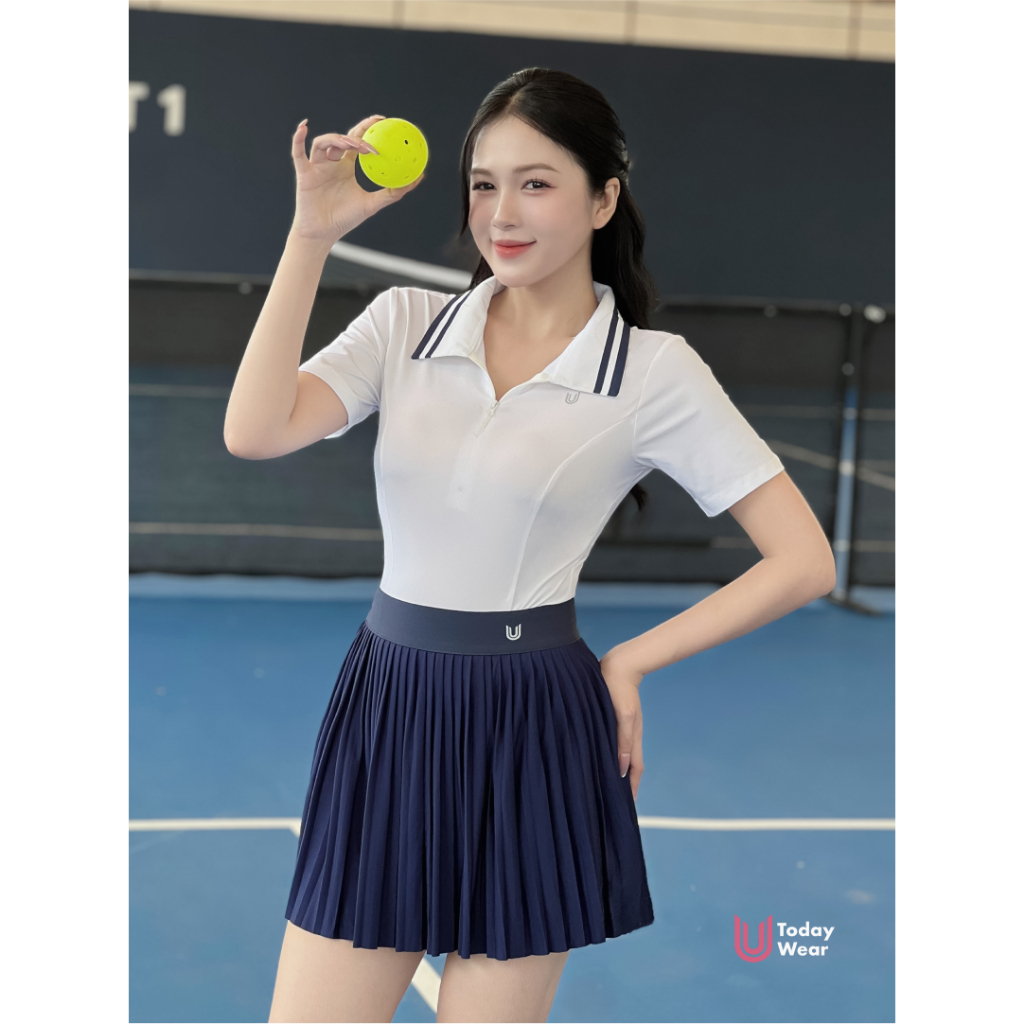 Set bộ đồ thể thao nữ áo Remi Short trắng mix chân váy Meli Skirt xanh Today U Wear năng động | BigBuy360 - bigbuy360.vn