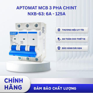 Aptomat MCB 3 Pha Chint NXB-63 6A - 125A; Dòng Cắt 6KA~10KA Hàng Chính Hãn