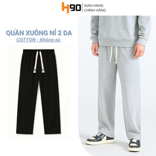   TẶNG TẤT  Quần Nỉ Nam H90 Chất Nỉ 2 Da Ống Suông Cạp Chun Co Giãn Cotton Thấm Hút Thể Thao QDT01 