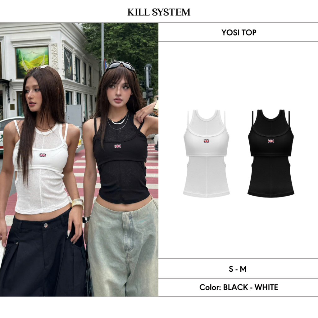 Áo ba lỗ layer hai dây khoét eo cờ Anh sexy tôn dáng YOSI - 𝐊𝐈𝐋𝐋 𝐒𝐘𝐒𝐓𝐄𝐌 | BigBuy360 - bigbuy360.vn